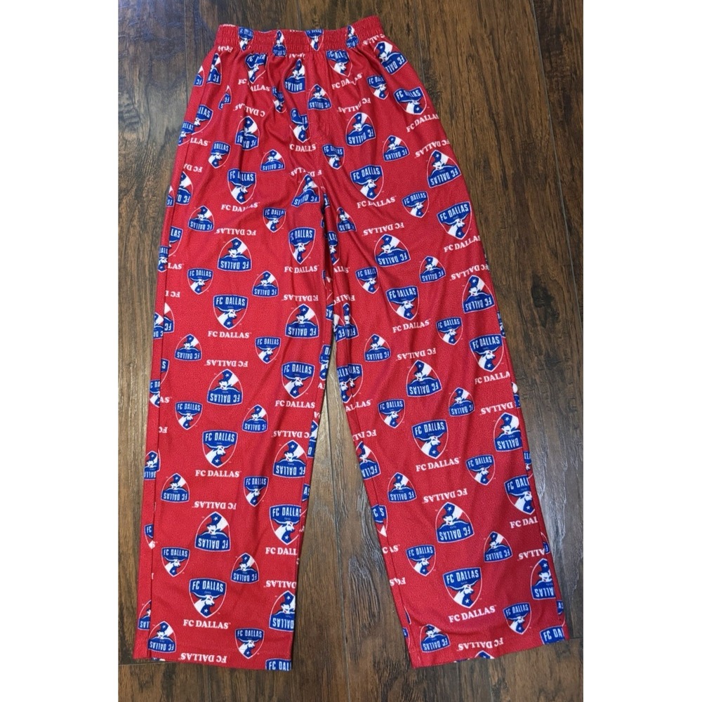 MLS FC Dallas Youth Pajama Pants Red Fleece Soccer Lounge Bottoms Size L 14/16